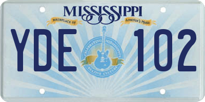 MS license plate YDE102