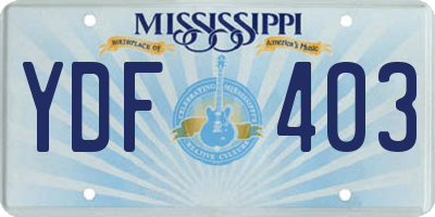 MS license plate YDF403