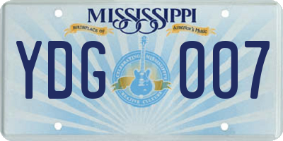 MS license plate YDG007