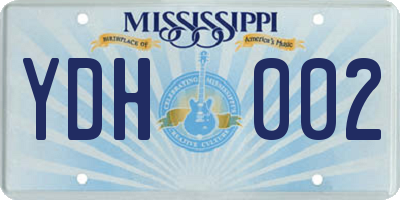 MS license plate YDH002