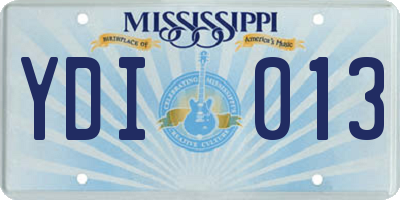 MS license plate YDI013