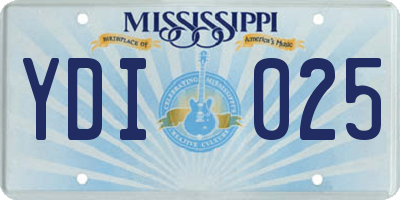 MS license plate YDI025