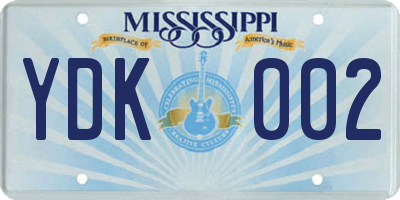 MS license plate YDK002