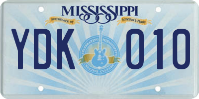 MS license plate YDK010