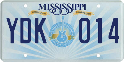 MS license plate YDK014