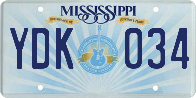 MS license plate YDK034
