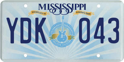 MS license plate YDK043