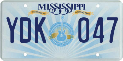 MS license plate YDK047