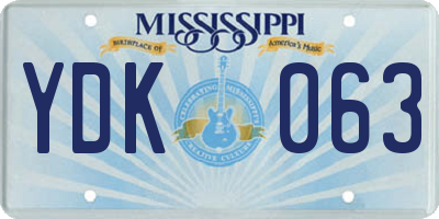 MS license plate YDK063