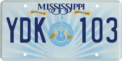 MS license plate YDK103