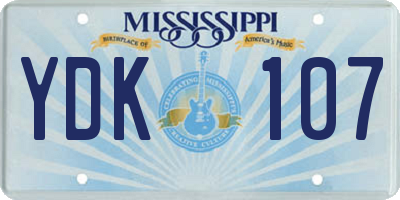 MS license plate YDK107