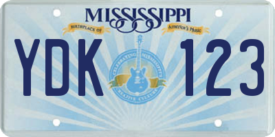 MS license plate YDK123