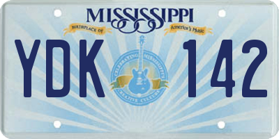 MS license plate YDK142