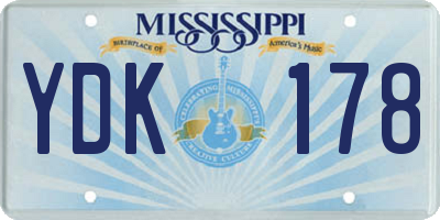 MS license plate YDK178