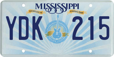 MS license plate YDK215