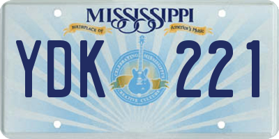 MS license plate YDK221