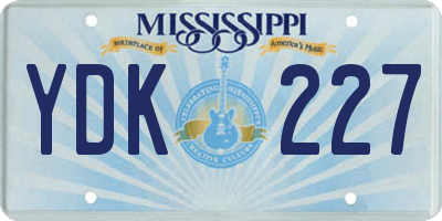 MS license plate YDK227