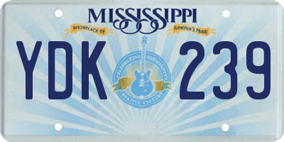 MS license plate YDK239