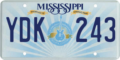 MS license plate YDK243