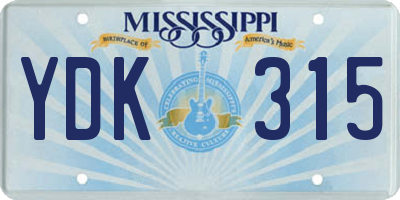 MS license plate YDK315