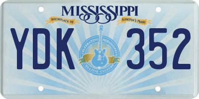 MS license plate YDK352