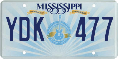 MS license plate YDK477