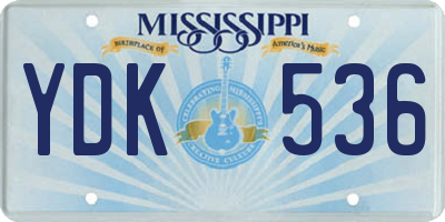 MS license plate YDK536