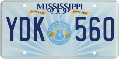 MS license plate YDK560