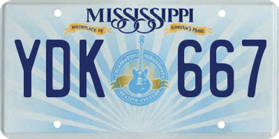 MS license plate YDK667