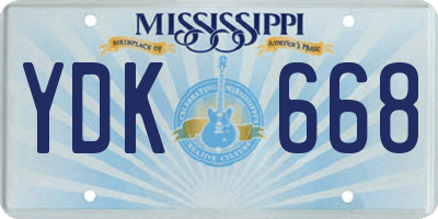 MS license plate YDK668