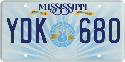 MS license plate YDK680