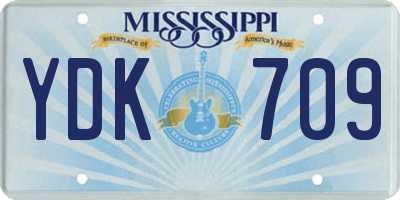 MS license plate YDK709