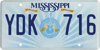 MS license plate YDK716