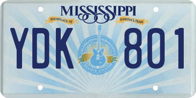 MS license plate YDK801
