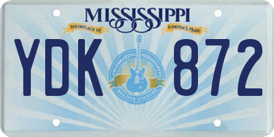 MS license plate YDK872