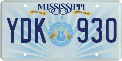 MS license plate YDK930