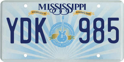MS license plate YDK985