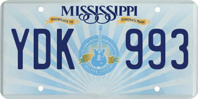 MS license plate YDK993