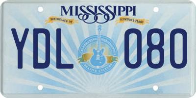MS license plate YDL080