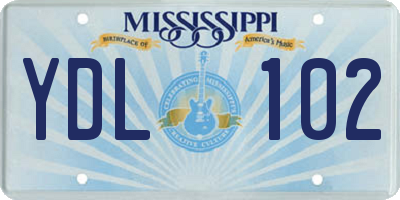 MS license plate YDL102