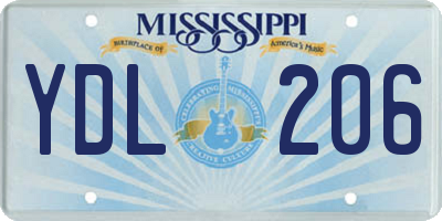 MS license plate YDL206