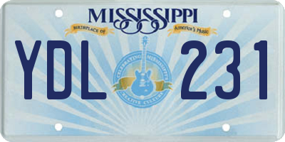 MS license plate YDL231