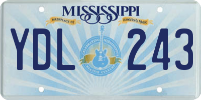 MS license plate YDL243