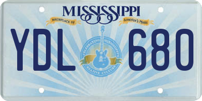 MS license plate YDL680