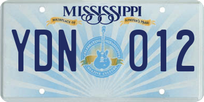 MS license plate YDN012