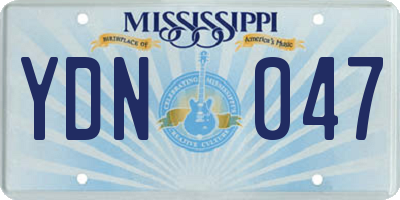 MS license plate YDN047