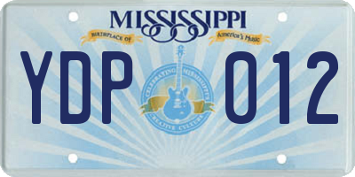 MS license plate YDP012