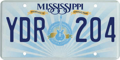 MS license plate YDR204