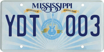 MS license plate YDT003