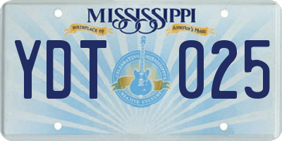 MS license plate YDT025